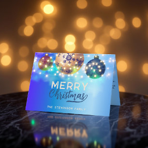 Saphirblaues Gold-Schmuck-Familien-Weihnachten Karte