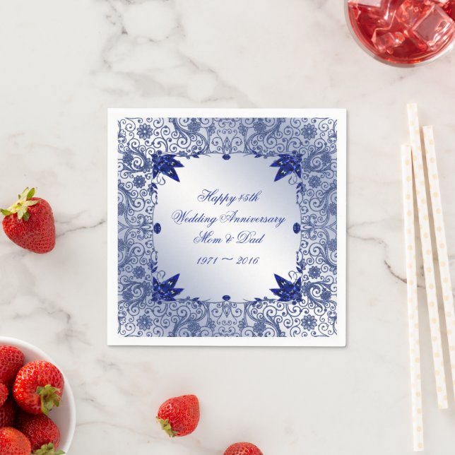 Saphire 45. Hochzeitspapier Napkins Serviette (Beispiel)