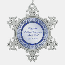 Saphire 45. Hochzeitsszenario Schneeflocken Zinn-Ornament