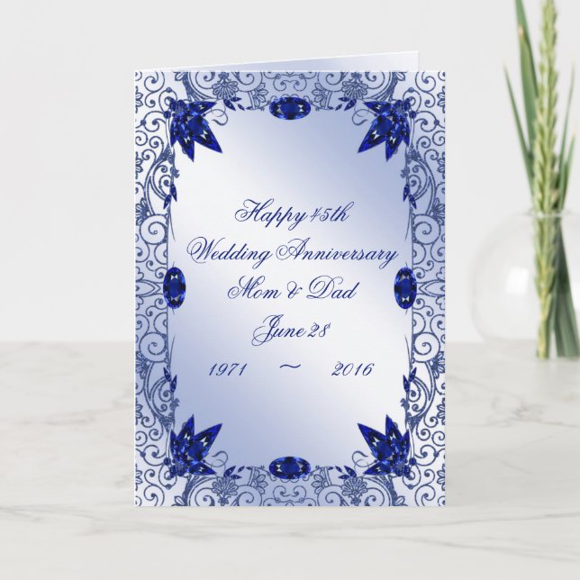 Saphire 45. Hochzeitstag Grußkarte Karte (Vorderseite)