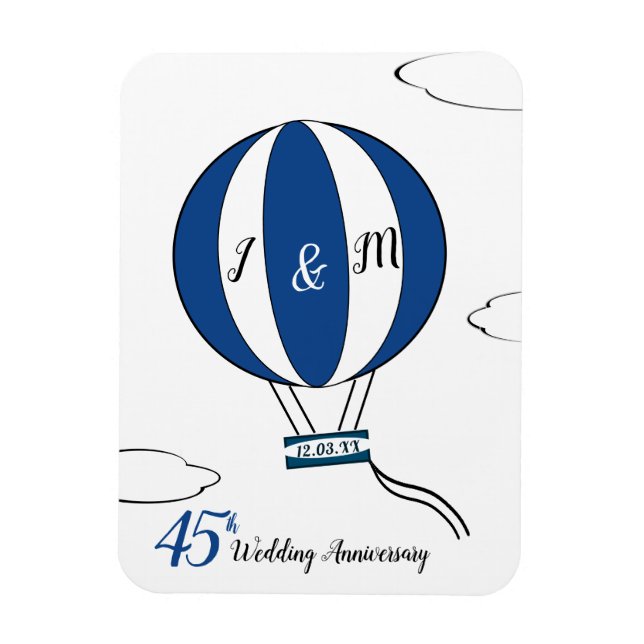Saphire 45. Hochzeitstag Heißluftballon Magnet (Vertikal)