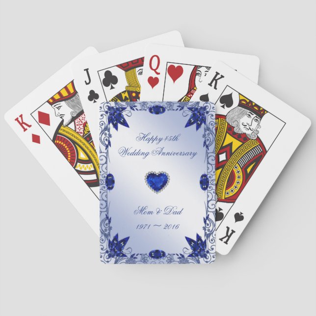 Saphire 45. Hochzeitstag Spielkarten (Rückseite)