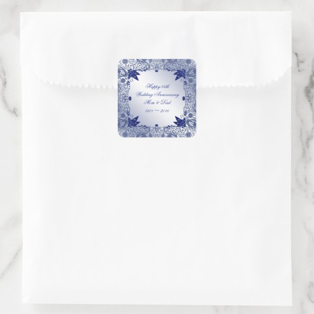 Saphire 45. Wedding Anniversary Square Sticker (Tasche)