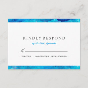 Saphire Abstrakt Watercolor Wedding RSVP Karte