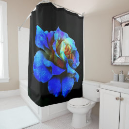 Saphire Blue and Gold Rainbow Rose Duschvorhang