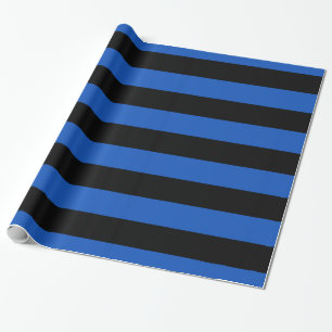 Saphire Blue Black XL Stripes Pattern V Geschenkpapier