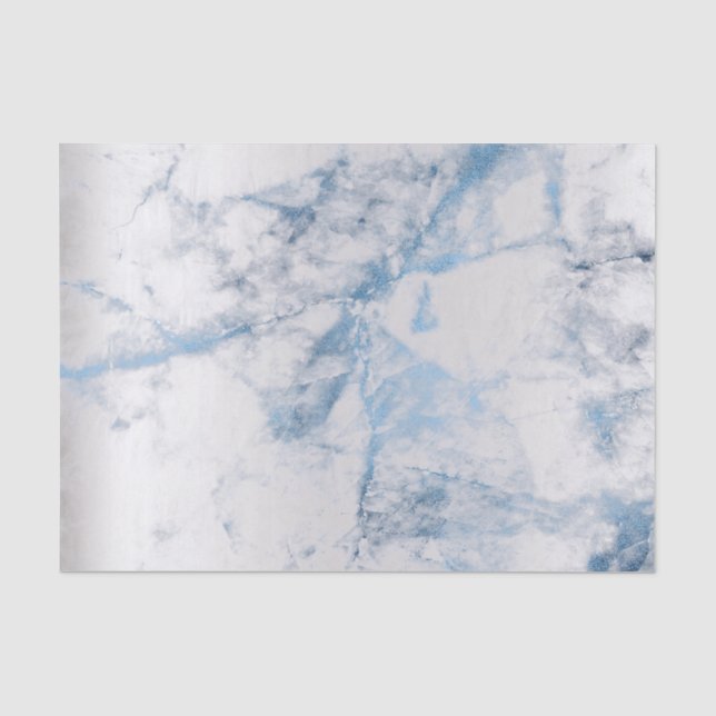 Saphire Blue Gray Silver Marble Metallic Abstrakt Seidenpapier (Vorderseite)