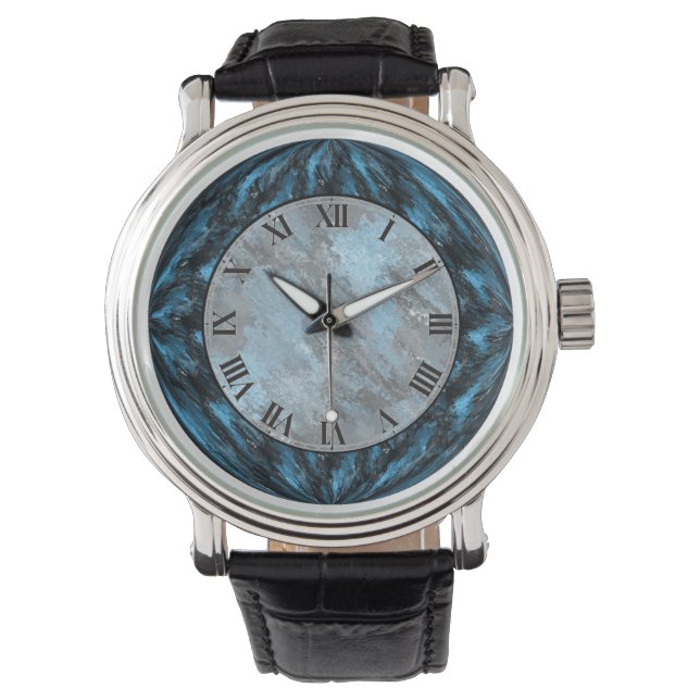 Saphire Blue Imitate Marmorwatte Armbanduhr (Vorderseite)