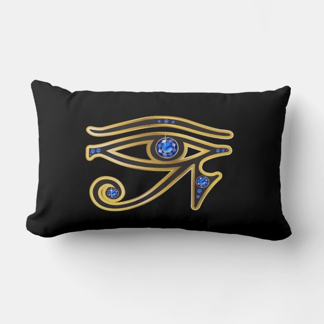Saphire Eye von Ra in Gold Neck Kissen (Vorderseite)