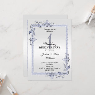 Saphire Gem & Glitzer & Platinum 1. Hochzeit Einladung