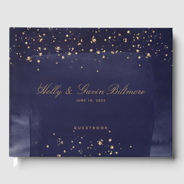 Saphire & Gold Wedding Gästebuch (Vorderseite)