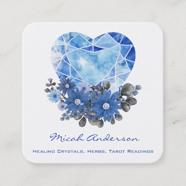 Saphire Heart Blume Square Business Card Quadratische Visitenkarte (Vorderseite)