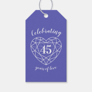 Saphire Hochzeitstag 45. Herzgeschenk Tags Geschenkanhänger