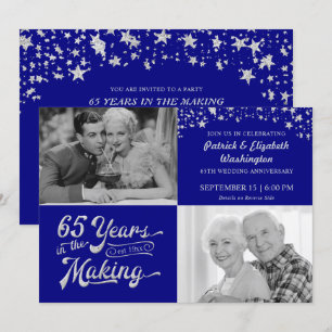 Saphire Silver Glitzer Stars zum 65. Jubiläum Einladung