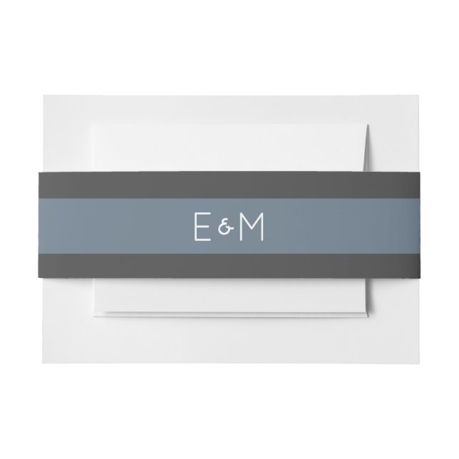 Saphire Steel Blue Mit Monogramm Wedding Pack Einladungsbanderole (Vorderseite Beispiel)