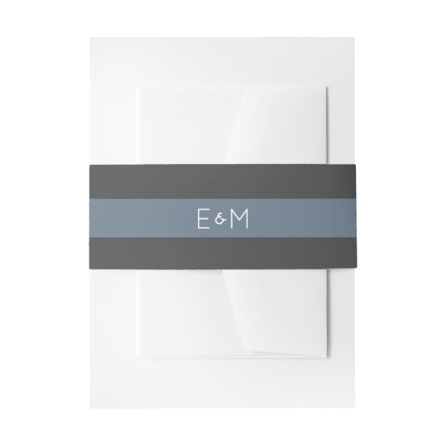 Saphire Steel Blue Mit Monogramm Wedding Pack Einladungsbanderole (Vorderseite Beispiel)