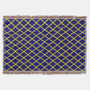 Saphire Sun: Blau & Gelb Boho Marokkanische Elegan Decke