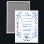 Saphire Wedding Save the Date Magnet Bells<br><div class="desc">Hochzeit speichern Sie das Design der Datums-Magneten Glocken. Passen Sie diese blaue Hochzeit auf, speichern Sie den Datums-Magneten mit Ihren Hochzeitsdetails. Wenn Sie Hilfe bei der Anpassung benötigen, kontaktieren Sie uns über den Link auf dieser Seite. Saphir farbene Glocken Design personalisierte Hochzeit speichern das Datum Magnet</div>