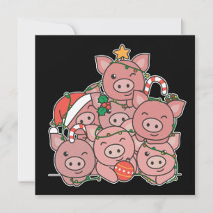 Sapin de Noël Cochon Invitation de Noël Animaux Dr