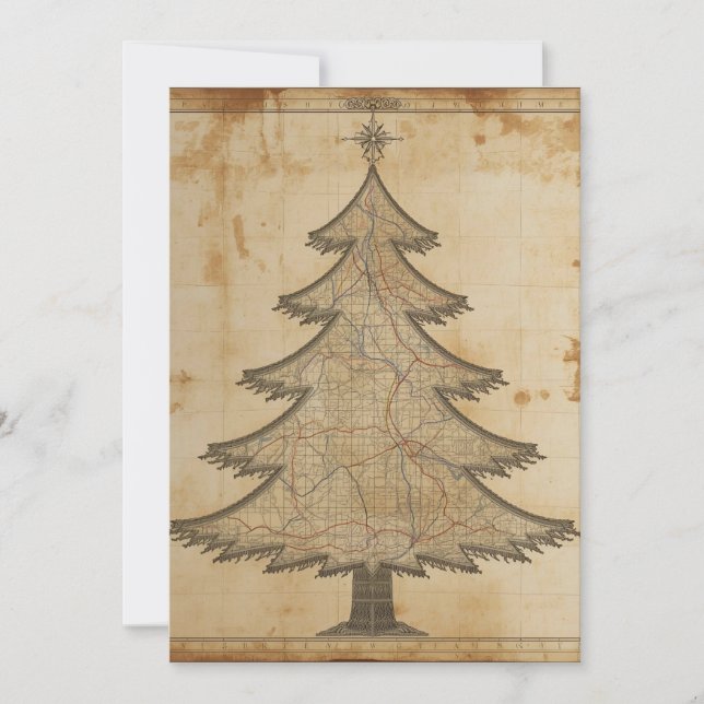 Sapin de Noël de carte ancienne  (Devant)