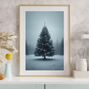 Sapin de Noël sous la Neige — Affiche Hivernale Pa