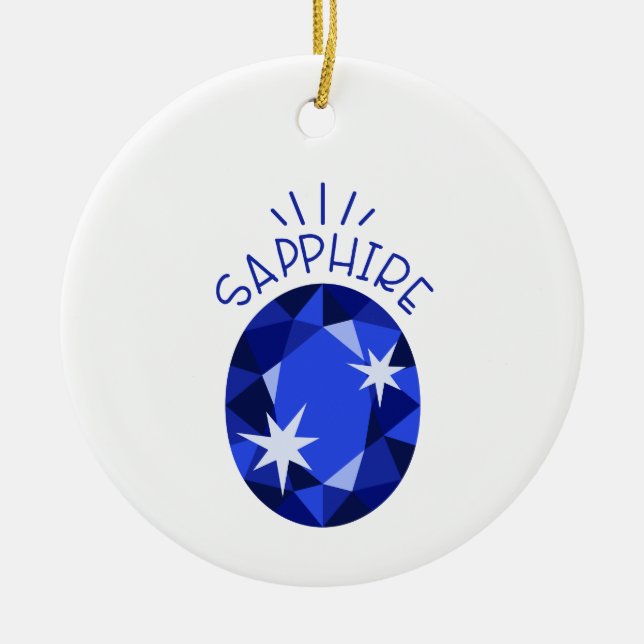 Sapphire Birthstone Keramik Ornament (Vorne)