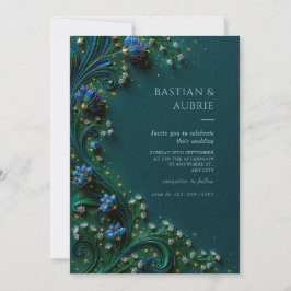 Sapphire Bloom Emerald Wedding Einladung