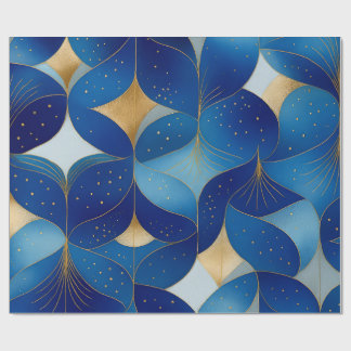 Sapphire Bloom & Gold Foil Geschenkwrake Geschenkpapier
