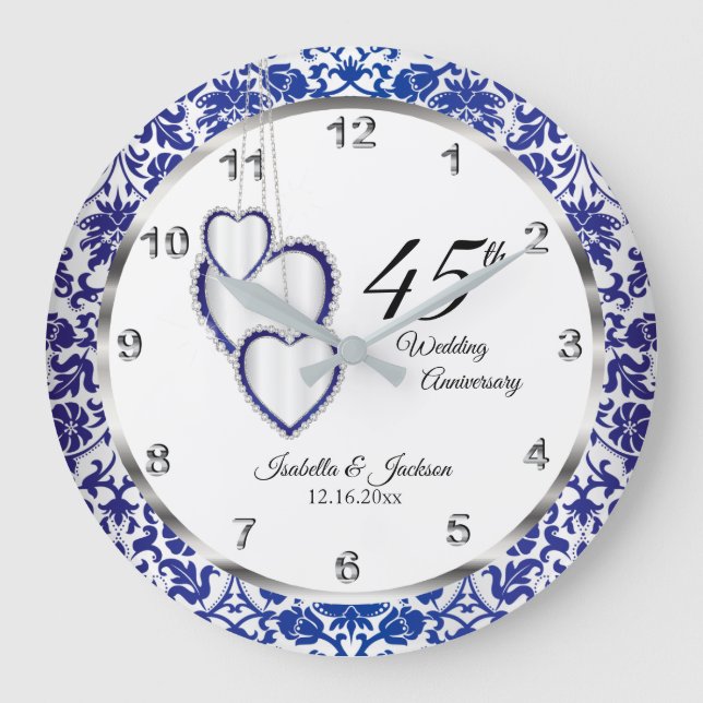 Sapphire Blue Anniversary Design 65/45 Große Wanduhr (Vorderseite)