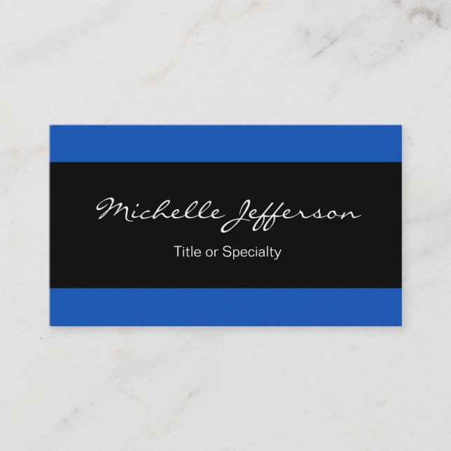 Sapphire Blue Black Lined Moderne Trendy Visitenkarte (Vorderseite)