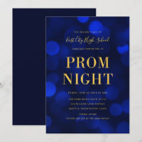 Sapphire Blue Bokeh Lights Gold High School Prom