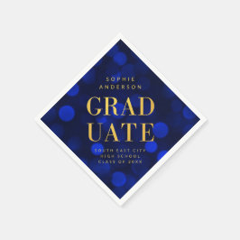 Sapphire Blue Bokeh Lights Imitate Gold Graduate Serviette