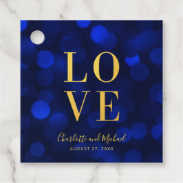 Sapphire Blue Bokeh Lights Imitate Gold Liebe Geschenkanhänger
