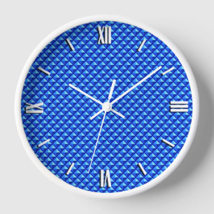 Sapphire blue, enamel look, studded grid wanduhr