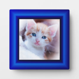 Sapphire Blue Faux Frame Square Photo Border Fotoplatte