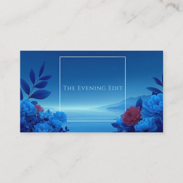 Sapphire Blue Floral Modern Geometric Ocean Visitenkarte (Vorderseite)