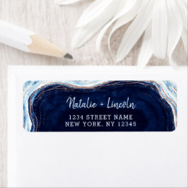 Sapphire Blue Geode Slice Wedding Rücksendeadresse