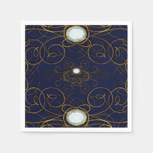 Sapphire Blue & Gold Diamond Jubiläum Party Serviette