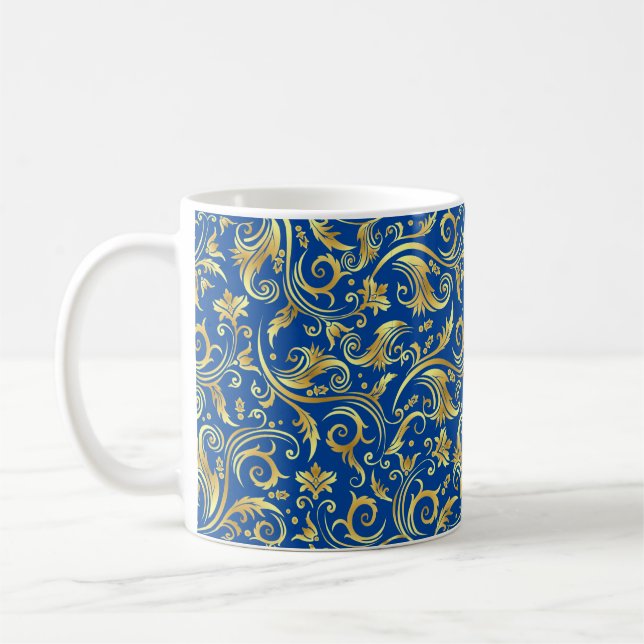 Sapphire Blue Golden Scrollwork Kaffeetasse (Links)