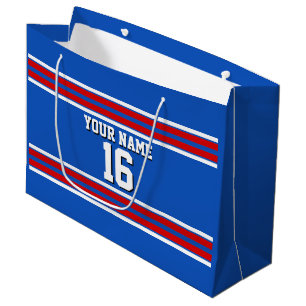 Sapphire Blue mit Red White Stripes Team Jersey Große Geschenktüte