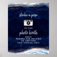 Sapphire Blue Rose Gold Foto Stand Hochzeitssing
