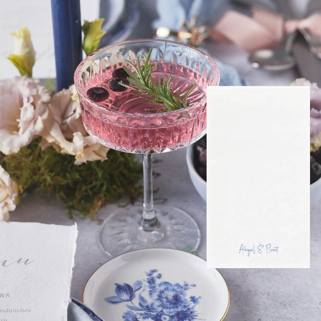 Sapphire Blue Text Personalisiert Wedding Serviette (Von Creator hochgeladen)