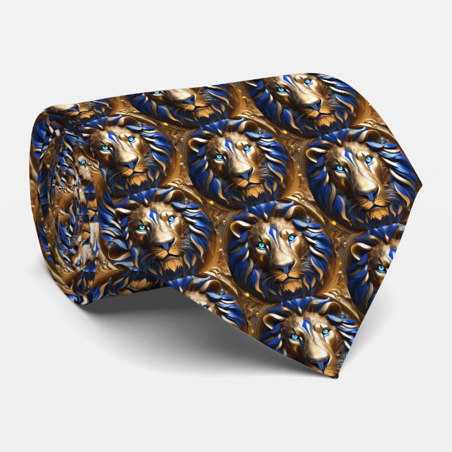 Sapphire Blue und Gold Lion, Krawatte (Gerollt)