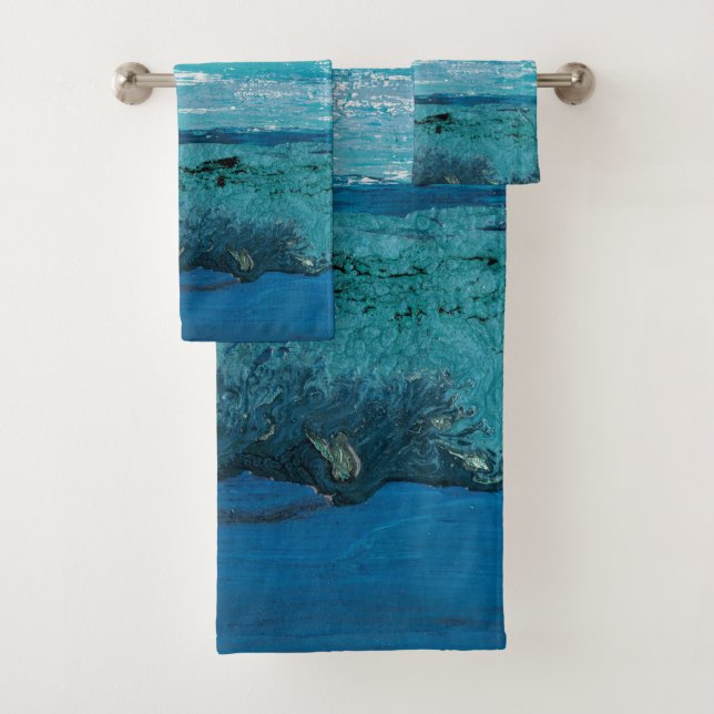 Sapphire Blue Watercolor Badhandtuch Set (Insitu)