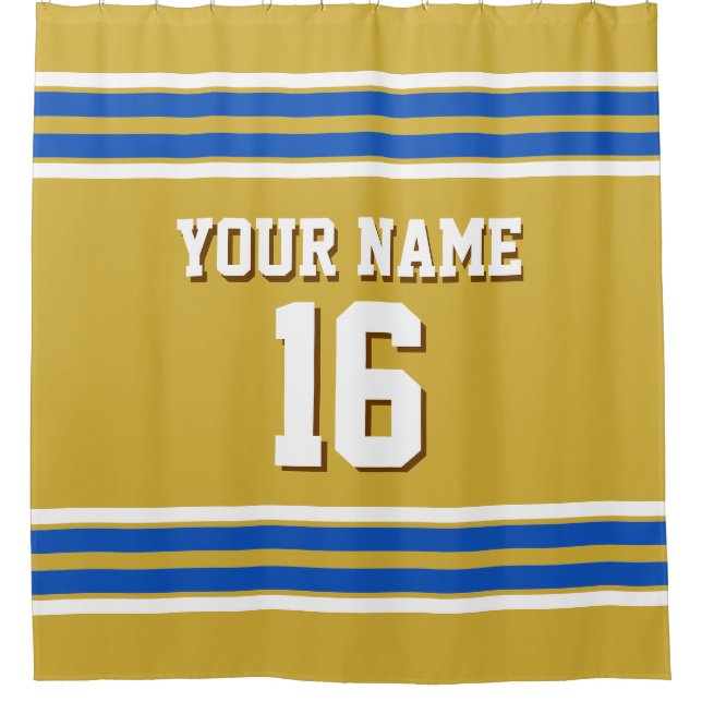 Sapphire Blue Whit Stripes Sports Jersey Duschvorhang (Vorderseite)