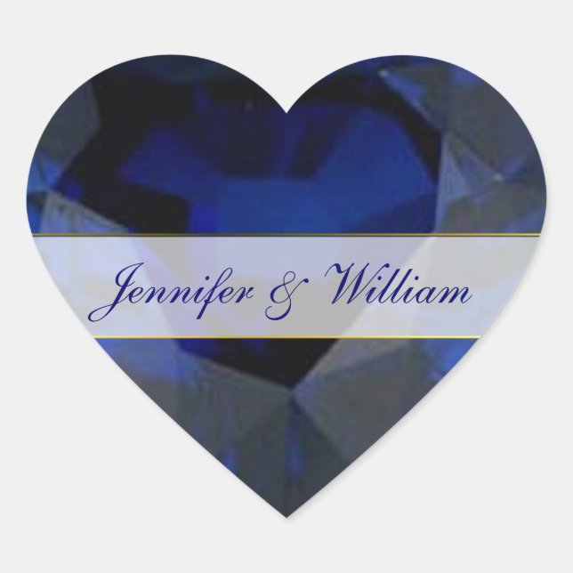 Sapphire Coeur Personnalisé Mariage Sticker (Devant)
