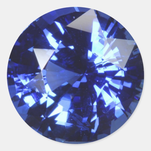 Sapphire Dark Blue Gemstone September Birthstone Runder Aufkleber (Vorderseite)