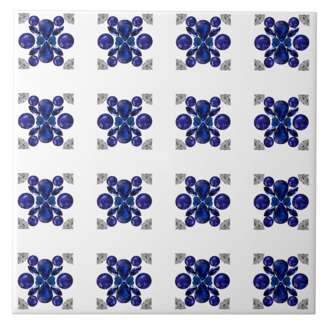 Sapphire Diamond Gemstone Art Blue Fliese (Vorderseite)