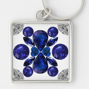 Sapphire Diamond Gemstone Art Blue Schlüsselanhäng Schlüsselanhänger