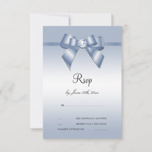Sapphire Gem Bow & Ribbon 45 Jahre Hochzeit RSVP Karte
